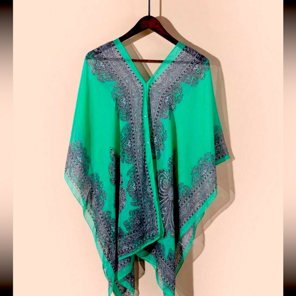 Paisley Print Chiffon Bikini
Cover Up Lightweight
Breathable Open Front Shawl - Picture 1 of 2